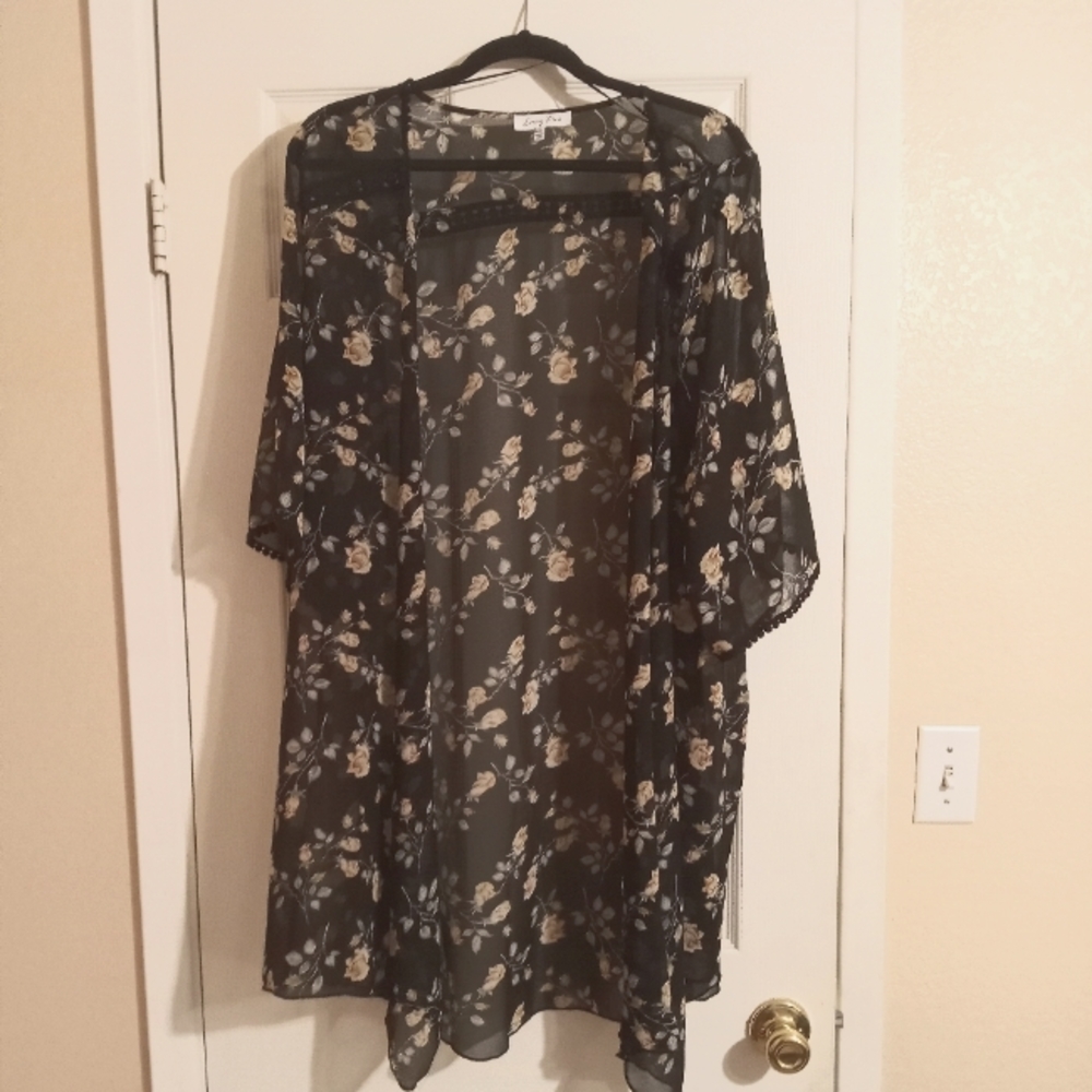 Plus size cardigan 2xl floral sheer